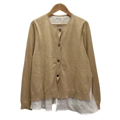 美品 Y's for living Yohji Yamamoto ワイズフォーリビング ヨウジヤマモト コットンレーヨン レイヤードニットカーディガン ベージュ レディース 古着 中古 USEDのサムネイル
