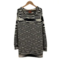 美品 MISSONI ミッソーニ カシミヤ100％ ロングスリーブ ニット チュニック 44 ブラック ホワイト レディース 古着 中古 USEDのサムネイル