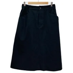 美品 23AW MARGARET HOWELL マーガレットハウエル FLANNEL WOOL ミモレ丈 トラペーズスカート 3 ネイビー レディース 古着 中古 USED