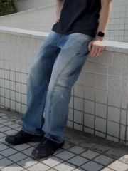 リメイク50〜60s KEYペインターデニムストレートパンツ ヘリンボーン 