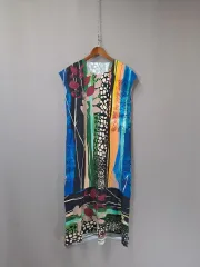 VIVID COLOR ストレッチ 夏 ロング丈ワンピース
