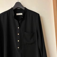 ミズイロインド band collar long shirt 黒 - メルカリ