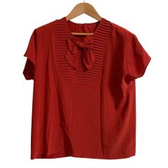 ピンクハウス ピンタック 半袖ブラウス くるみボタン バックリボン 