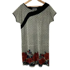 良品 VIVIENNE TAM ヴィヴィアンタム 裾薔薇プリント パワーネット ワンピース サイズ0 グリーン レディース 古着 中古 USEDのサムネイル