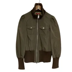 美品 Vivienne Westwood ヴィヴィアンウエストウッド レッドレーベル オーブボタン 裏地花柄 ボマージャケット ブルゾン 2 カーキ レディース 古着 中古 USED