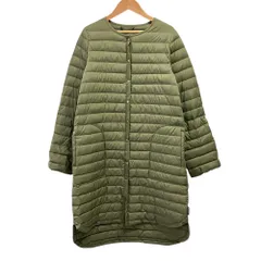 良品 Traditional Weatherwear トラディショナルウェザーウエア ARKLEY LONG DOWN PA ノーカラーダウンコート 34 カーキ レディース 古着 中古 USED