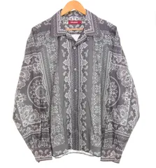 ハイドアンドシーク HIDE AND SEEK バンダナ パターン ロングスリーブ Bandana Pattern L/S Shirt ペイズリー OPEN COLLAR オープンカラー HS-030124 L 長袖シャツ グレー 103MT-4485のサムネイル