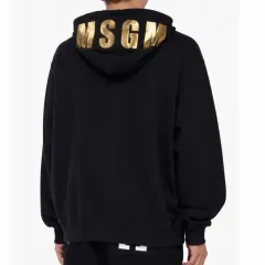 新品 MSGM WHO フード ロゴ オーバーサイズ フーディー Tシャツ ブラックのサムネイル