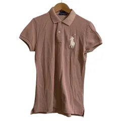 美品 Ralph Lauren ラルフローレン THE SKINNY POLO ビッグポニー ポロシャツ サイズL ピンクベージュ レディース 古着 中古 USED