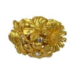 KENZO ヴィンテージ フラワー バングル ゴールド 花、リーフ、蕾
