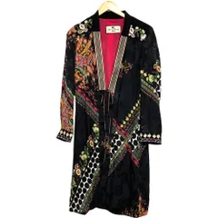 美品 ETRO エトロ サテンジャガード ペイズリー柄 ロングカーディガン サイズ40 ブラック マルチカラー レディース 古着 中古 USEDのサムネイル