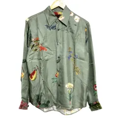 未使用 23AW CABaN キャバン SAMPLE/BLOOMIN' ART シルクツイル レギュラーカラーシャツ Sサイズ カーキ マルチカラー レディース 古着 中古 USEDのサムネイル