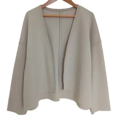美品 ADAM ET ROPE' アダムエロペ ノーカラー カットソージャケット サイズF グレージュ レディース 古着 中古 USEDのサムネイル