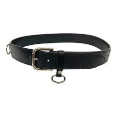 良品 DOLCE&GABBANA ドルチェアンドガッバーナ ロゴ レザーコンビベルト 90-36 ブラック ベージュ メンズ 古着 中古 USED