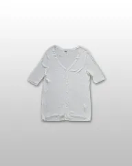 UNIQLO Uネック 3XL ゴージ 白 ハーフ カーディガン