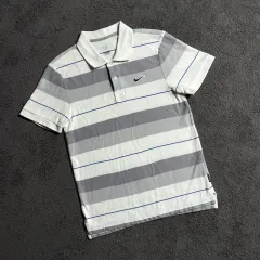 ナイキ 白:グレー ストライプ カラーTシャツ