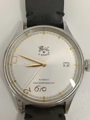 【中古品】 IL BISONTEイルビゾンテ 腕時計 自動巻き シルバー×黒ブラックベルト ステンレス 時計 現状品のサムネイル