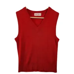 FRIENDLY レッド ニット ベスト WOMEN XS