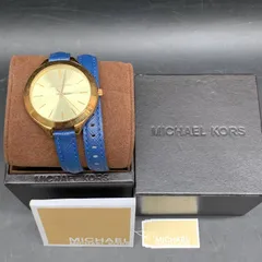 U409　可動 Michael Kors (マイケルコース) Slim Runway Champagneダイヤルブルー革ダブルラップレディース腕時計mk2286のサムネイル