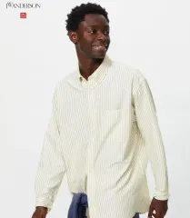 UNIQLO JW Kinloch Anderson（キンロックアンダーソン） Oxford（オックスフォード) オーバーサイズ ストライプ イェロー シャツ L