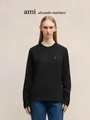 アミ ami ユニセックス 長袖Tシャツ オーバーサイズ ブラック 韓国国内現物 1枚のサムネイル