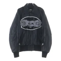 A BATHING APE (アベイシングエイプ) 90S カーフレザー ロゴ刺繍 レザージャケット ブラックのサムネイル