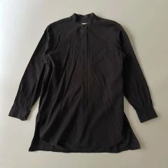 山内】ノーミュールシングウール(2/1綾)ノーカラーパジャマシャツ