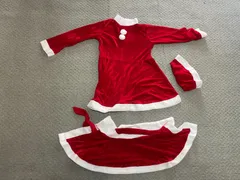 4P168 クリスマス サンタクロース ワンピース コスプレ衣装 子供女子用 3点セット