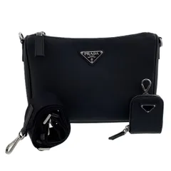 PRADA プラダ トライアングルロゴ サフィアーノレザー ショルダーバッグ 2VH113 レディース レザー ブラック 中古