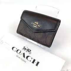 未使用 COACH コーチ カードケース 名刺入れ ブラック×ブラウン シグネチャー コーテッド キャンバス 保存袋 スナップ開閉 メンズ レディース ブランド