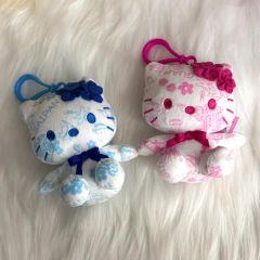 ハワイ限定 ハローキティ ぬいぐるみ 花柄 ブルー ピンク 2点セット