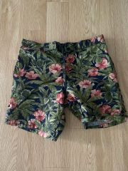 NOAH ダブルプリーツ ヘリンボーン ショーツ 花柄 ショートパンツ