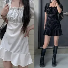 (新品) フリル ONE PIECE 白/ブラック