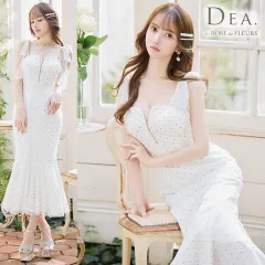 【DEA. by ROBE de FLEURS / ディアバイローブドフルール】ドットチュールマーメイドキャミキャバドレス DE3380