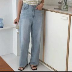 AMIE 希少 完売品 カーブデニムパンツ ライトブルー 低身長 ハイ