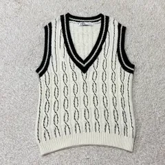 M) ZARA ザラ オーバーサイズ ビーズ ケーブル Vネック ニット ベスト