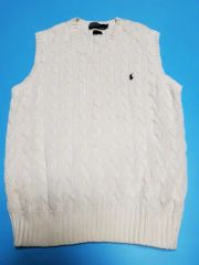 POLO RALPH LAUREN 季節を編む一枚ノースリーブセーターホワイトS