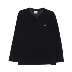 XXL トミー ジーンズ ダークブラウン ヘンリーネック 長袖 Tシャツ