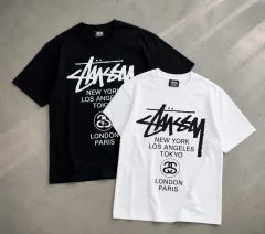 STUSSY WORLD TOUR 半袖Tシャツ ブラック/白