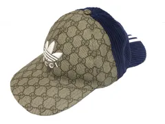 グッチ GUCCI ×adidas アディダス コラボ ダブルバイザー キャップ 719406 帽子 M 58cm グレー ブルー ヘッドウェア ★AA☆
