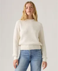リーバイス レディース アウター ニット・セーター クルーネック セーター Levis Womens Snowflake Crewneck Long Sleeve Sweater Tofu whiteのサムネイル