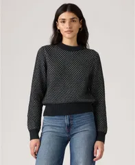 リーバイス レディース アウター ニット・セーター クルーネック セーター Levis Womens Snowflake Crewneck Long Sleeve Sweater Black ブラックのサムネイル