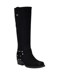 ゲス レディース シューズ ブーツ・レインブーツ トール ブーツ GUESS Womens Felysse Tall Western Moto Boots Black Suede ブラックのサムネイル