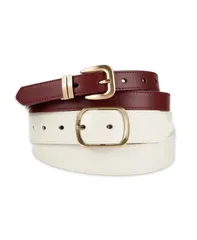 カルバンクライン レディース アクセサリー ベルト Calvin Klein 2Pc Reversible Center Bar Buckle Belt Set Boneburgundy バーガンディのサムネイル