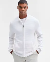 アルファニ メンズ アウター ニット・セーター Alfani Mens Long Sleeve ZipFront ZigZag Textured Sweater Sugar Swizzleのサムネイル