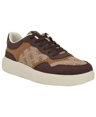 ゲス メンズ シューズ スニーカー レース GUESS Mens Carmino Lifted Lace Up Fashion Sneakers Brown logo multi ブラウンのサムネイル