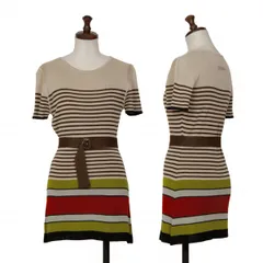 ジャンポールゴルチエ ファムJean Paul GAULTIER FEMME マルチボーダーベルテッド半袖ニット ベージュマルチ40のサムネイル