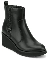 アース レディース シューズ ブーツ・レインブーツ Earth Womens Camryn Side Zip Wedge Booties Black Smooth ブラックのサムネイル