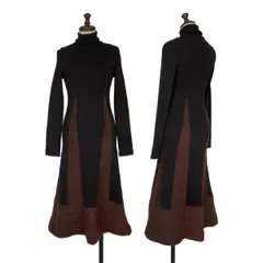 ジャンポールゴルチエ ファムJean Paul GAULTIER FEMME 異素材切替タートルネックニットワンピース 黒茶40のサムネイル