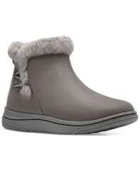 クラークス レディース シューズ ブーツ・レインブーツ Clarks Womens Breeze Faux Fur Booties Dark Gray グレー